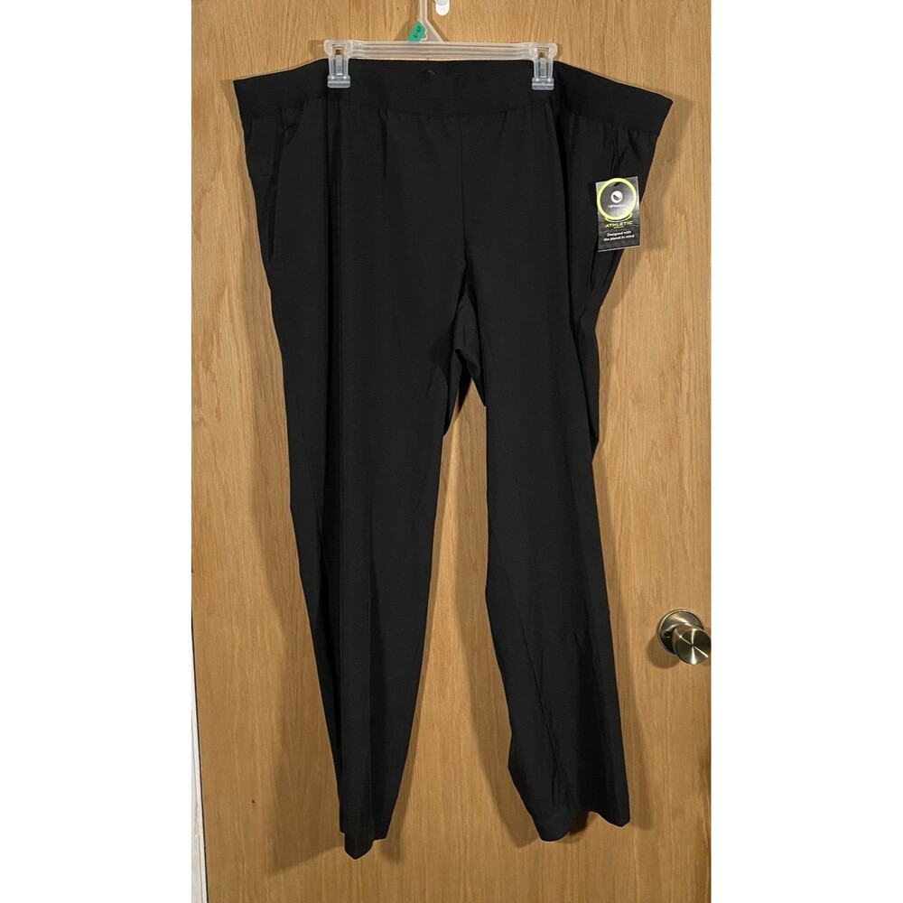 Athletic Works Women's Plus Sz 3XL Performance Stretch Black Joggers Pockets NWT